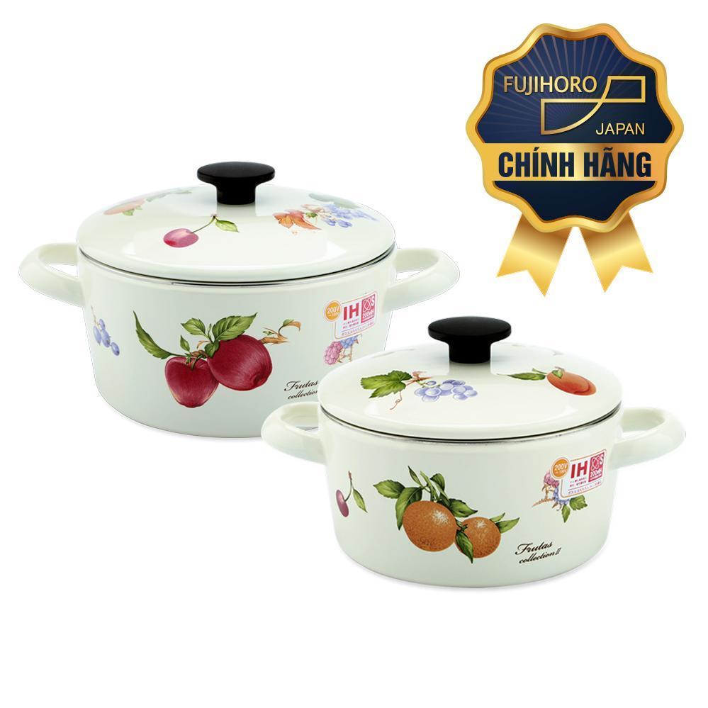 Bộ 3 nồi tráng men Nhật Bản cao cấp Fujihoro - sử dụng bếp từ