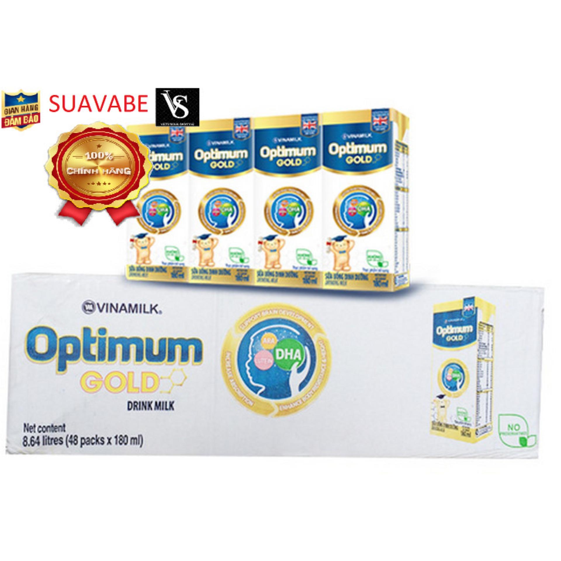 Thùng 48 hộp sữa bột pha sẵn Vinamilk Optimum Gold 180ml