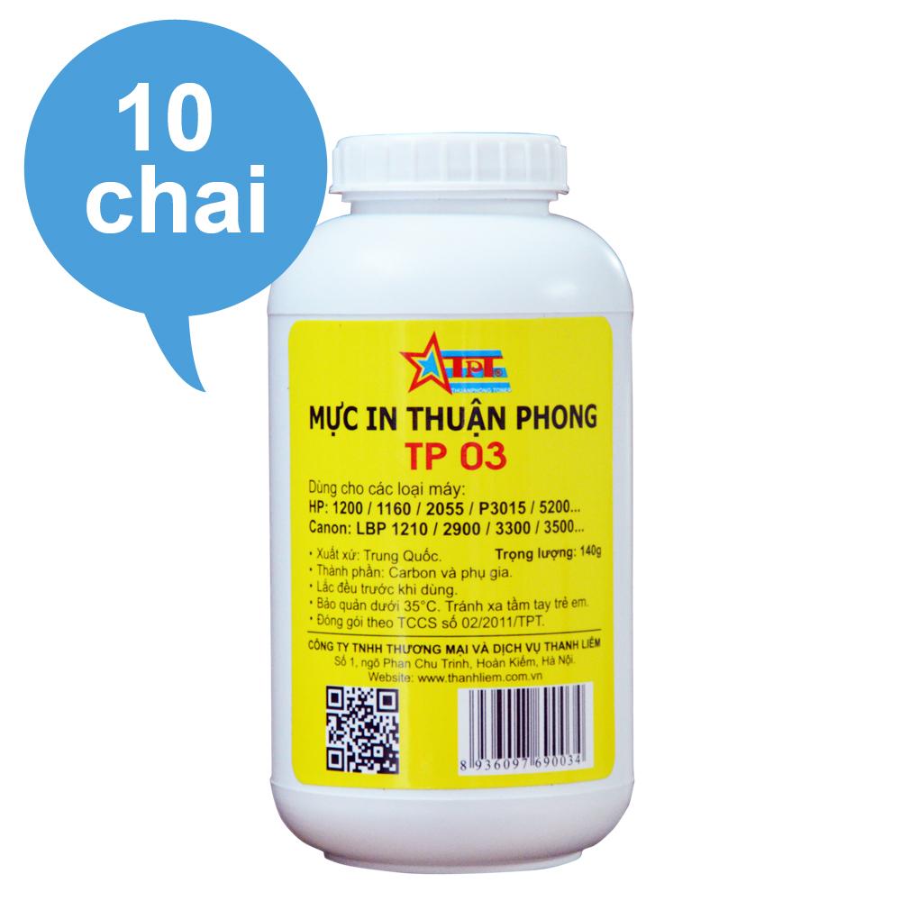 (Bộ 10 chai) Mực đổ Thuận Phong TP03 (140g) dùng cho máy in HP / Canon