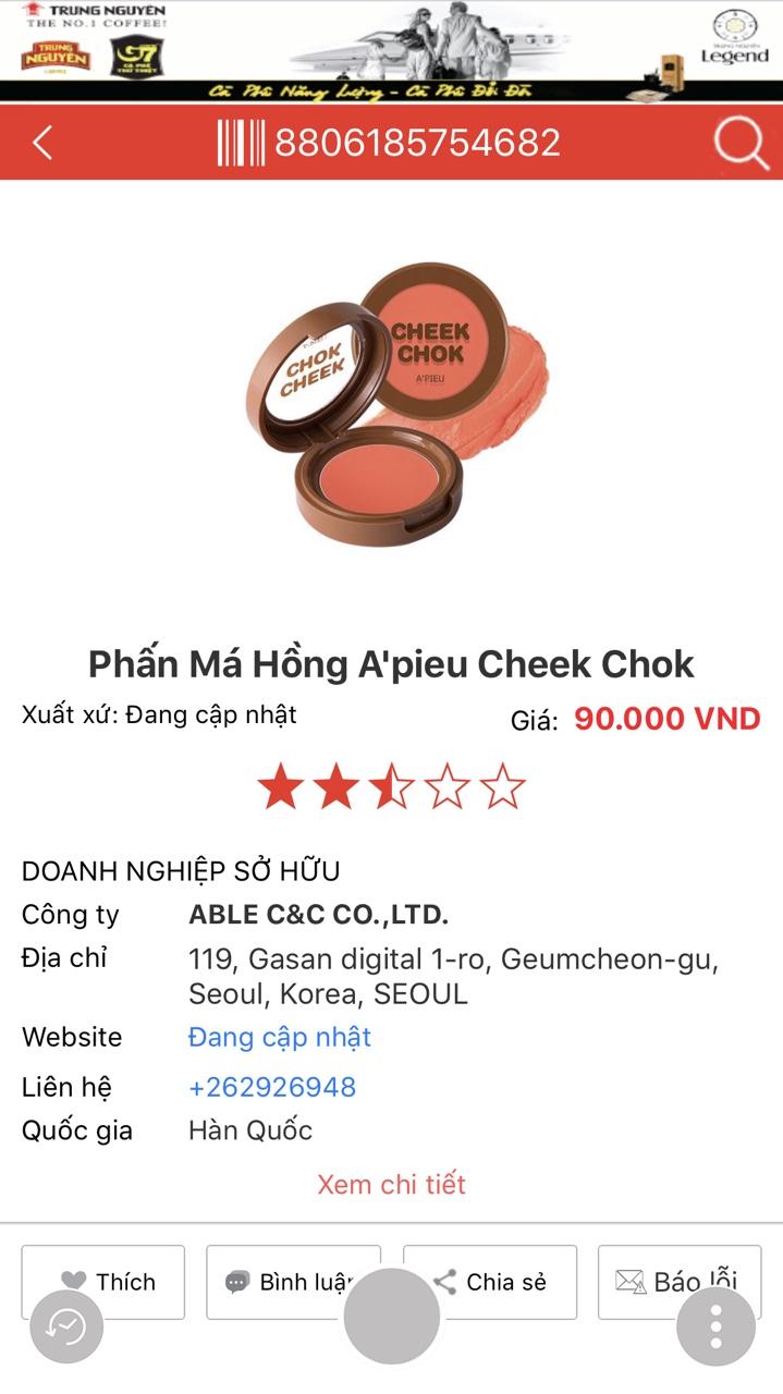 MÁ HỒNG APIEU DẠNG KEM CHEEK CHOK