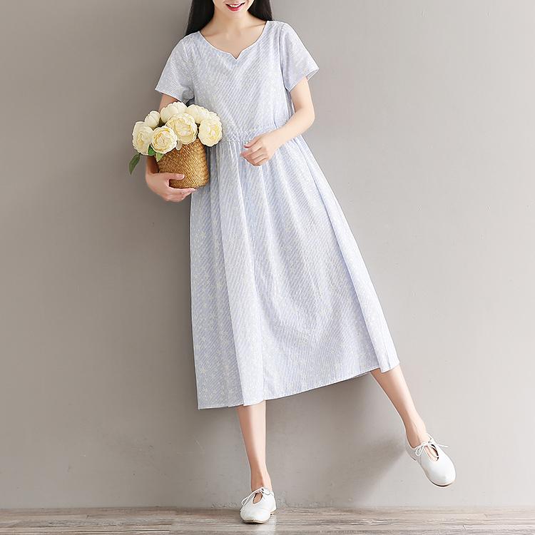Đầm bầu công sở kẻ sọc dáng dài
