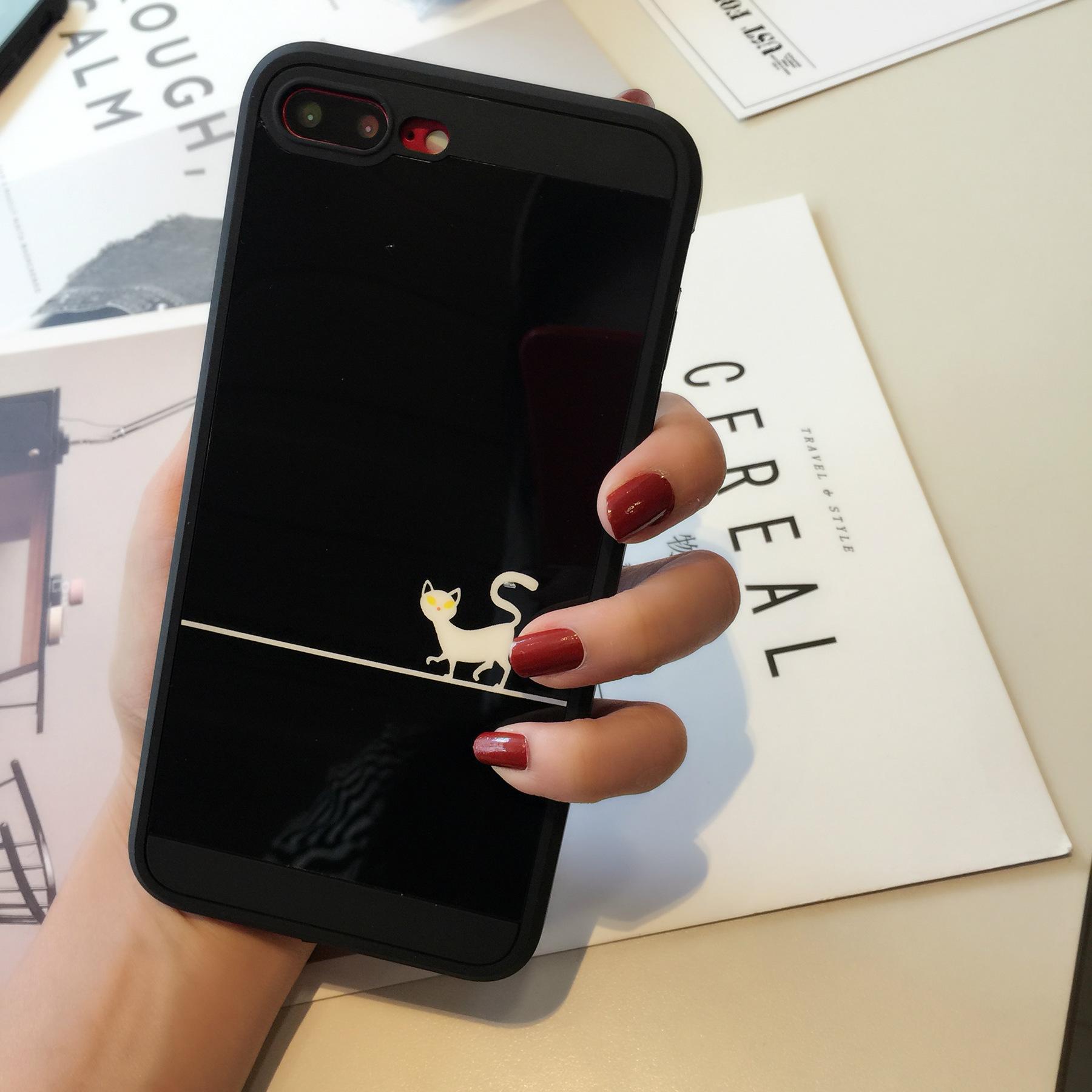 Ốp Lưng Dẻo Đôi Mèo Nhỏ 2 Mặt Lưng Phủ Kính - Iphone 6, 6plus, 7, 7plus, 8, 8plus, X
