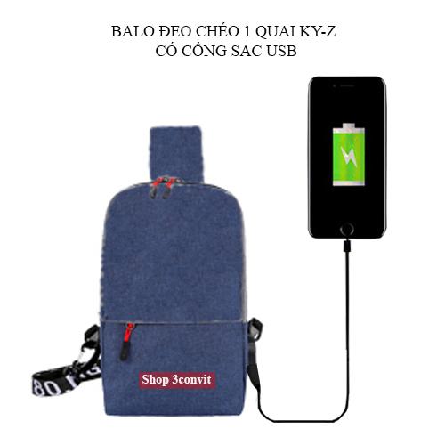 Balo đeo chéo ky-z có cổng sạc usb