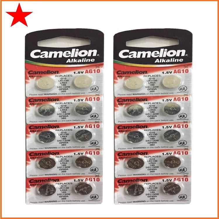 10 viên pin AG10, Lr1130 Camelion 1.5V