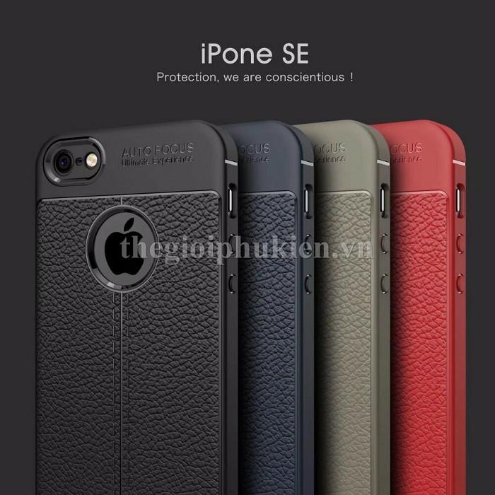 Ốp lưng iPhone 5, 5S, SE silicon giả da, chống sốc Auto Focus