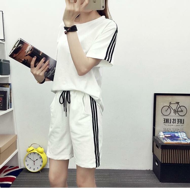 Set đồ bộ thun thể thao, đi dạo kẻ sọc