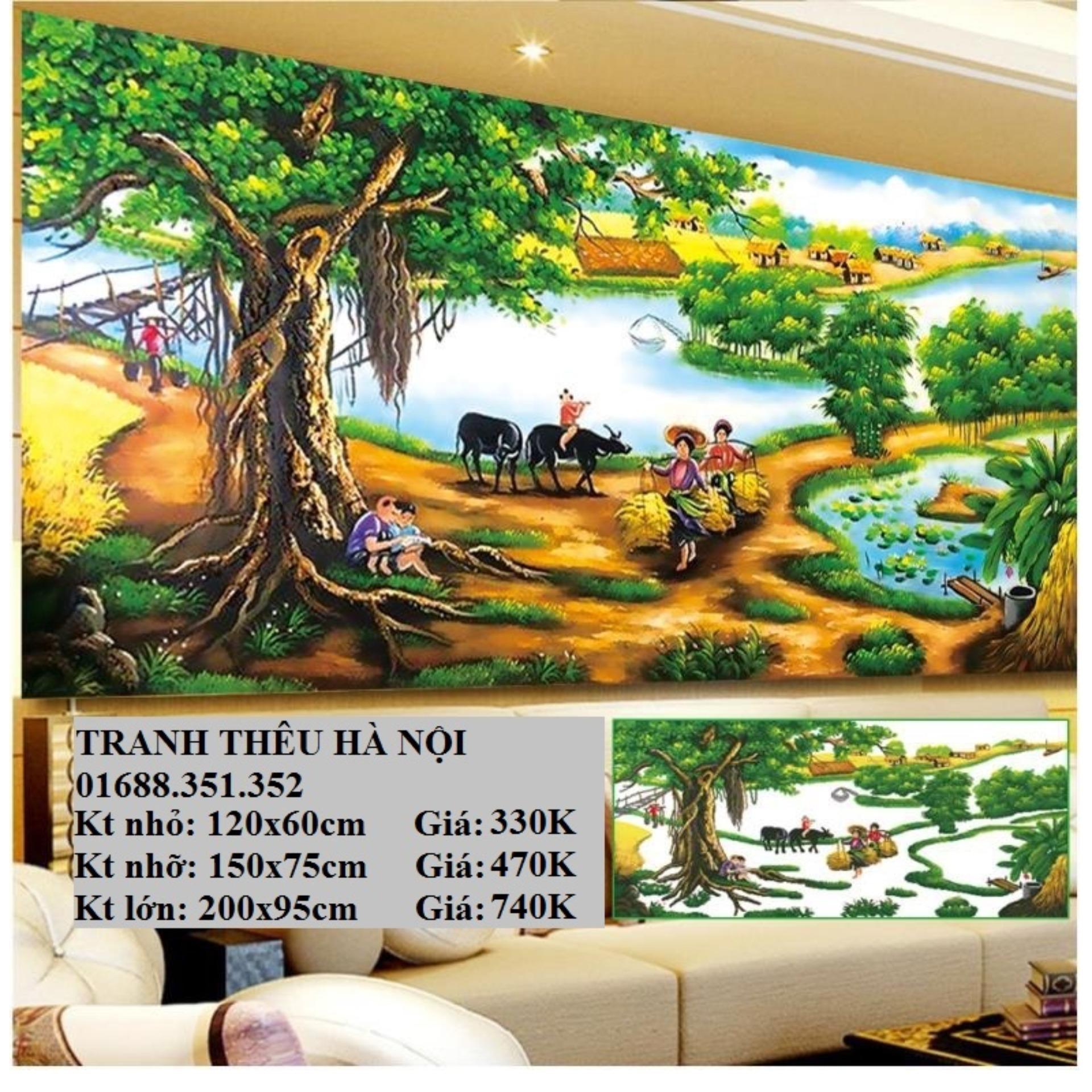 Tranh đính đá Làng quê việt nam Y8049-200x95cm