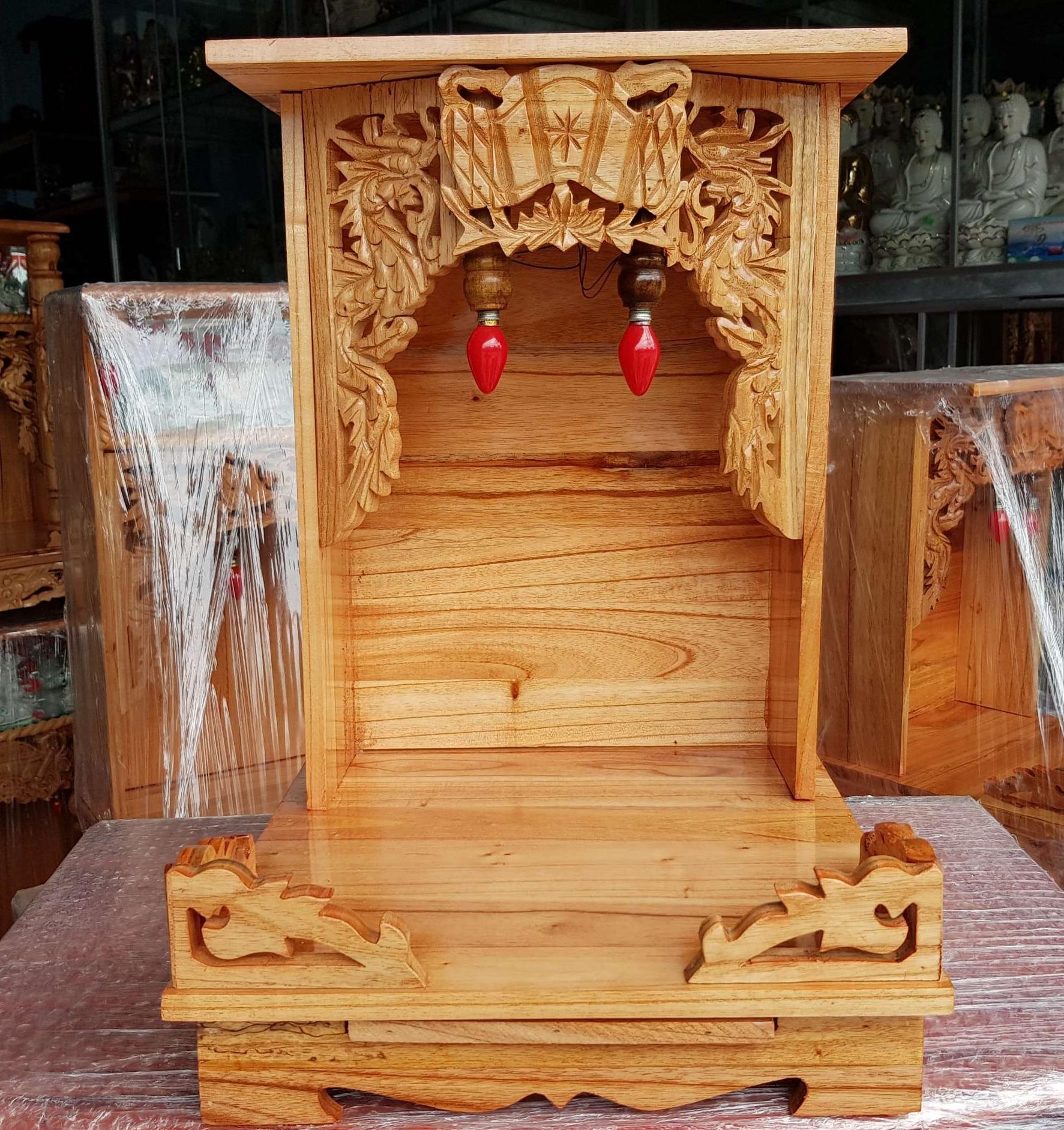 Bàn thờ thần tài ông địa gỗ xoan ngang 35 cm