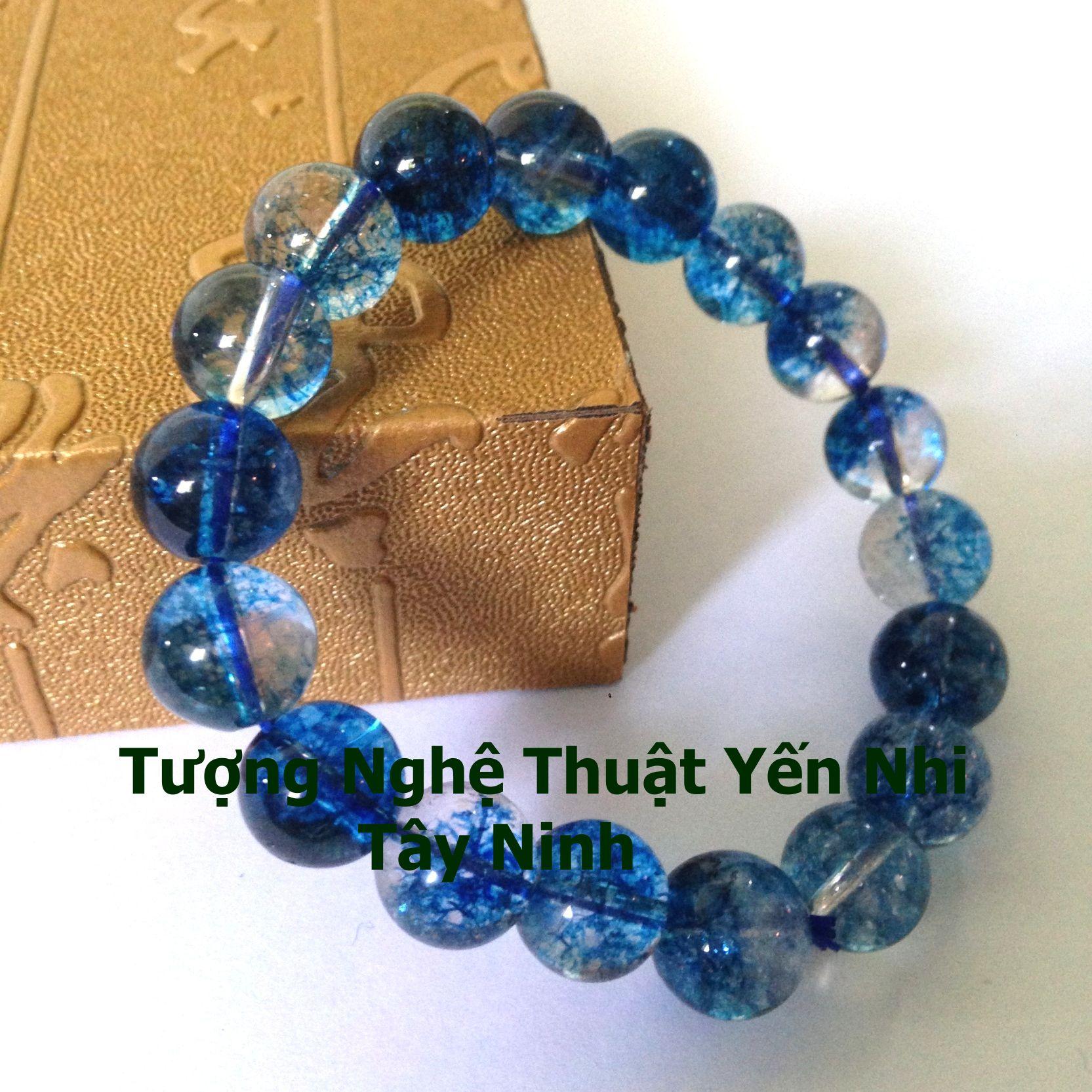 vòng tay Thạch anh Ưu Linh xanh lam hạt 10ly