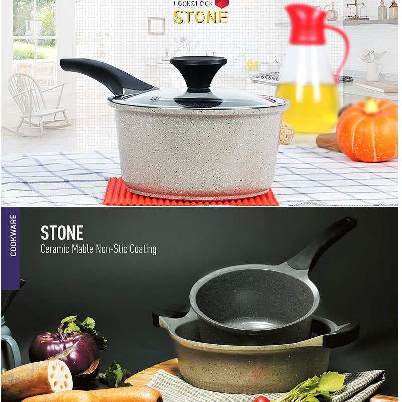 Nồi đá lock lock cookplus stone một tay cầm 18cm lca6181d dùng bếp từ