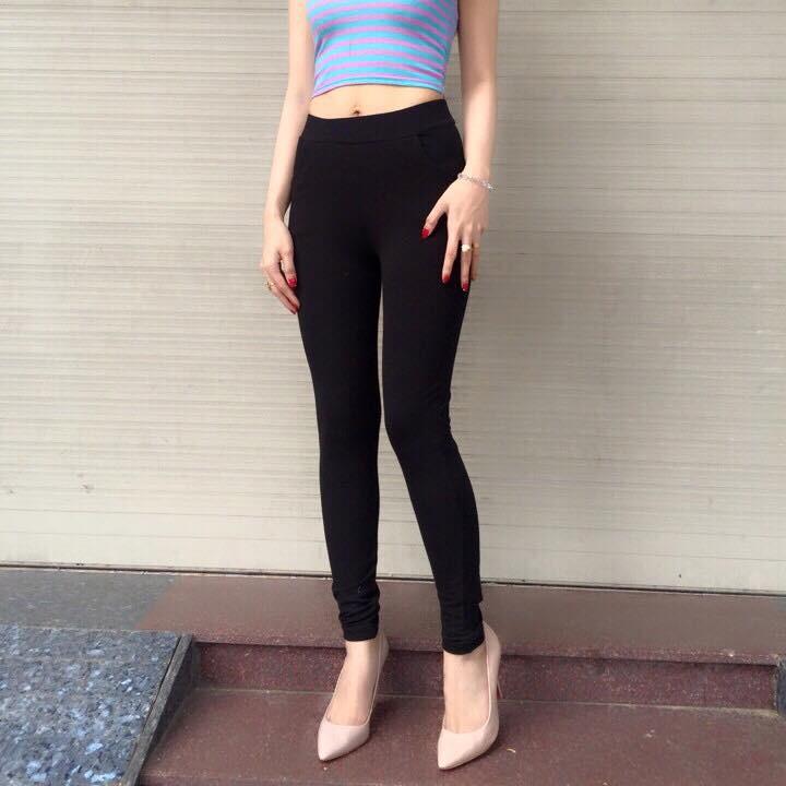 [HCM]Quần Legging Nữ Trơn 2 Túi Xéo