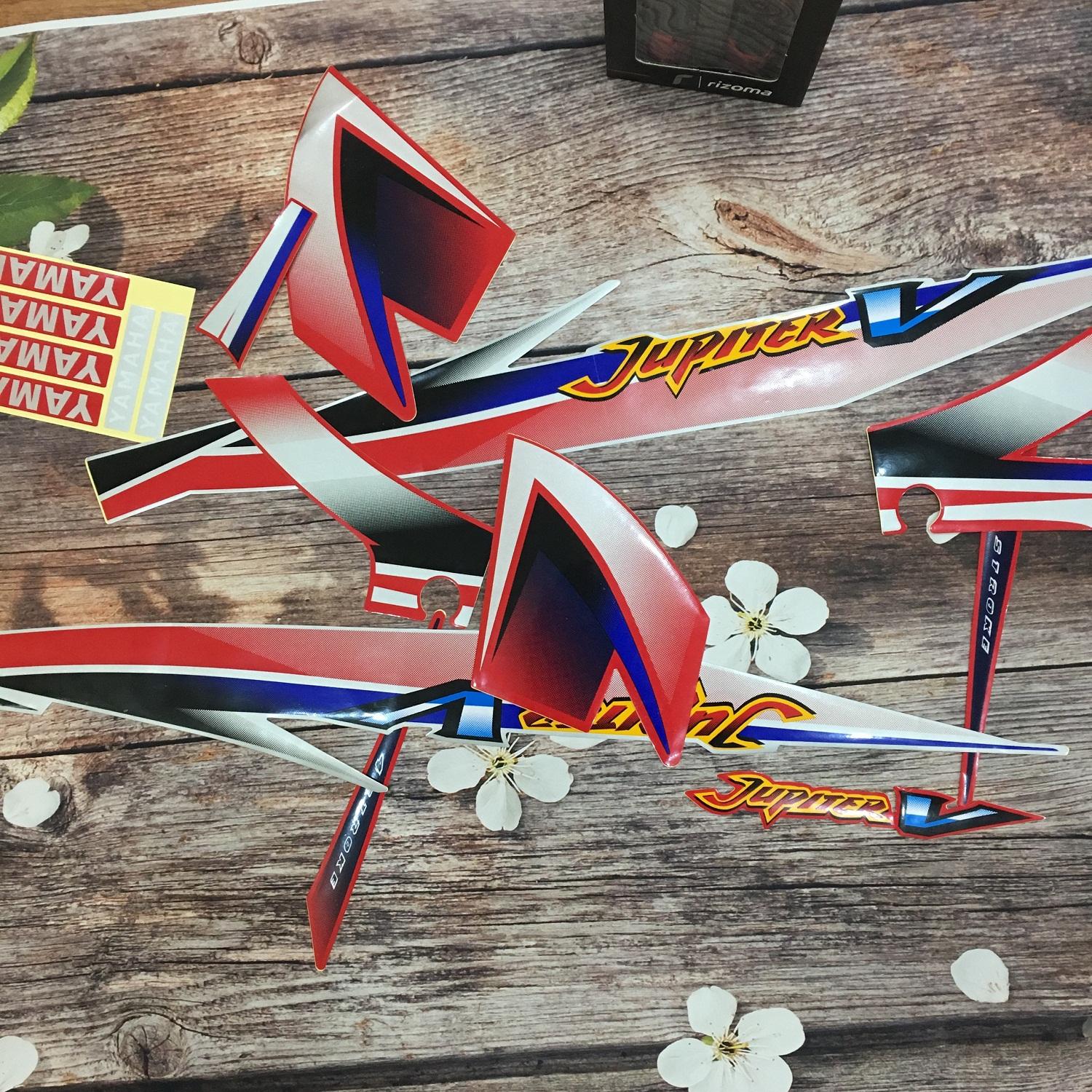 Bộ Tem  xe  Jupiter V màu ĐỎ -Decal dán sườn xe JUPITER