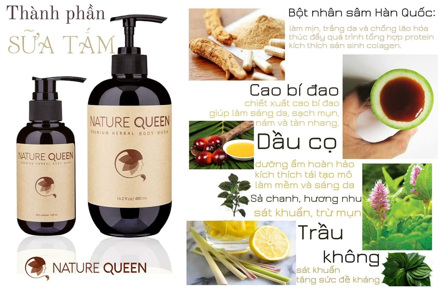 Sữa tắm thảo dược Nature queen 480ml
