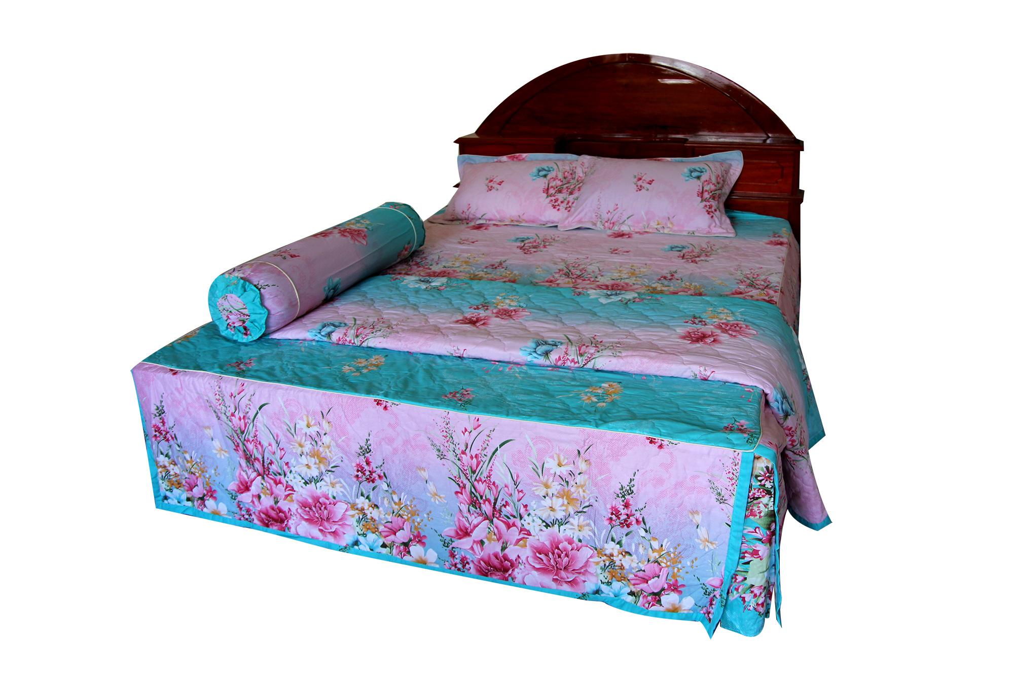 Bô chăn drap gối phủ chần gòn 100% coton cao cấp 160cmx200cm