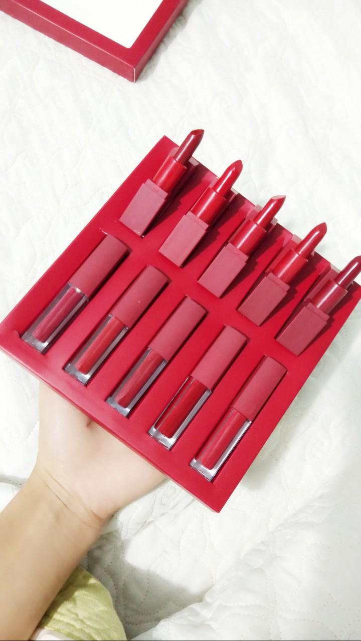 Bộ 10 Cây Son Màu Đỏ Cao Cấp ( 5 Son Thỏi+5 Son Kem)