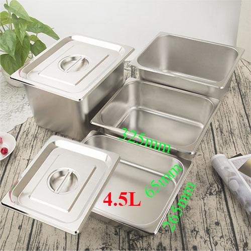 (inox dày) Khay inox có nắp đựng đồ ăn GN 1/2x65mm
