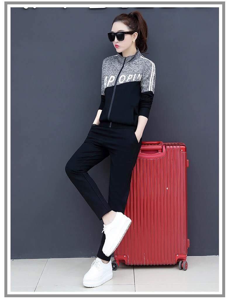 Bộ đồ thể thao thu đông cao cấp khóa kéo