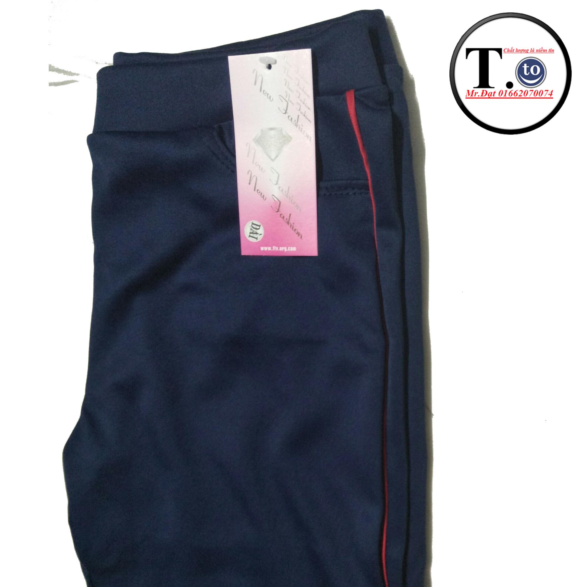 [HCM]Quần thun nữ - legging màu XANH ĐEN 5 VIỀN (Ôm body quần màu xanh đen viền sọc màu Đỏ - trắng - cam - xanh - hông)