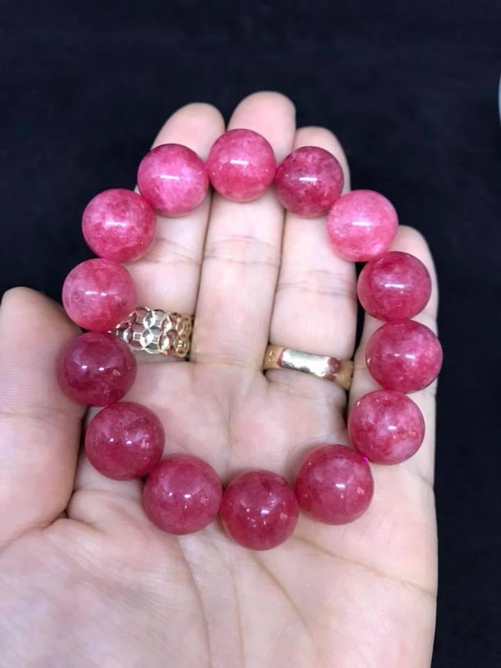 [HCM]VÒNG TAY ĐÁ RUBY HỒNG NGỌC 14 LY ( TẶNG KÈM HẠT VÀ DÂY )