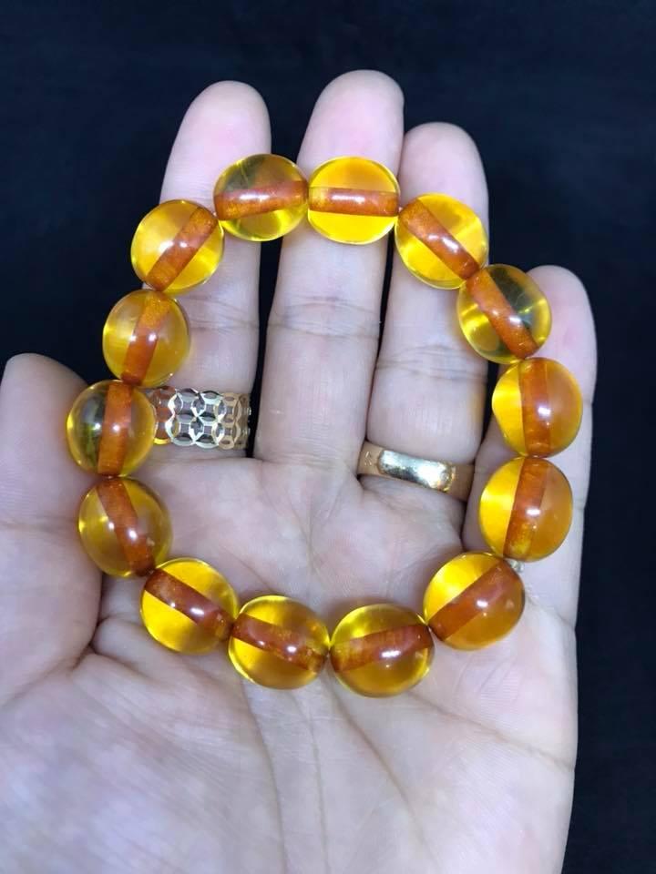 [HCM]VÒNG TAY HỔ PHÁCH VÀNG -HẠT TRÒN.12LY