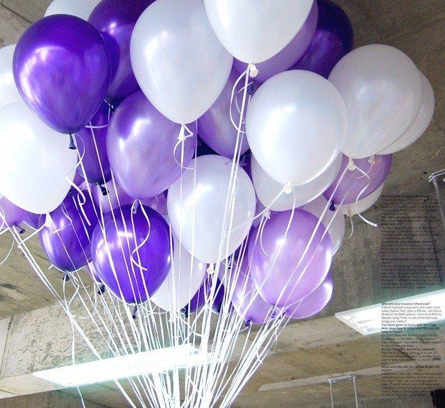 set 100 vỏ bóng bay tím nhũ