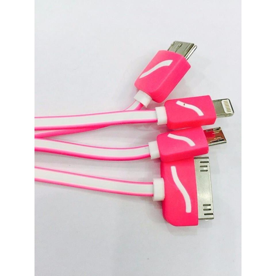 CÁP SẠC 4 ĐẦU SAMSUNG, IPHONE 4, IPHONE 5, IPHONE 6, NOTE 3… DÂY RÚT