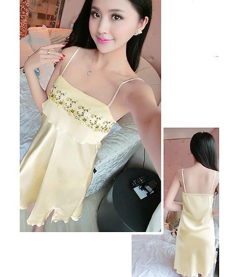 [HCM]Váy Ngủ Phi Bóng Voan Ngực Thêu Hoa CDANP01