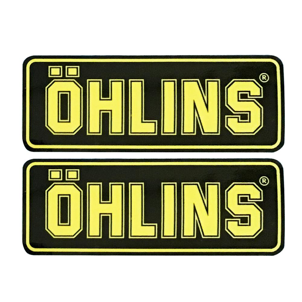 Bộ 2 Tem Ohlins Vàng Đen Dán Xe Máy - Tem Phuộc Ohlins 12x4.5cm