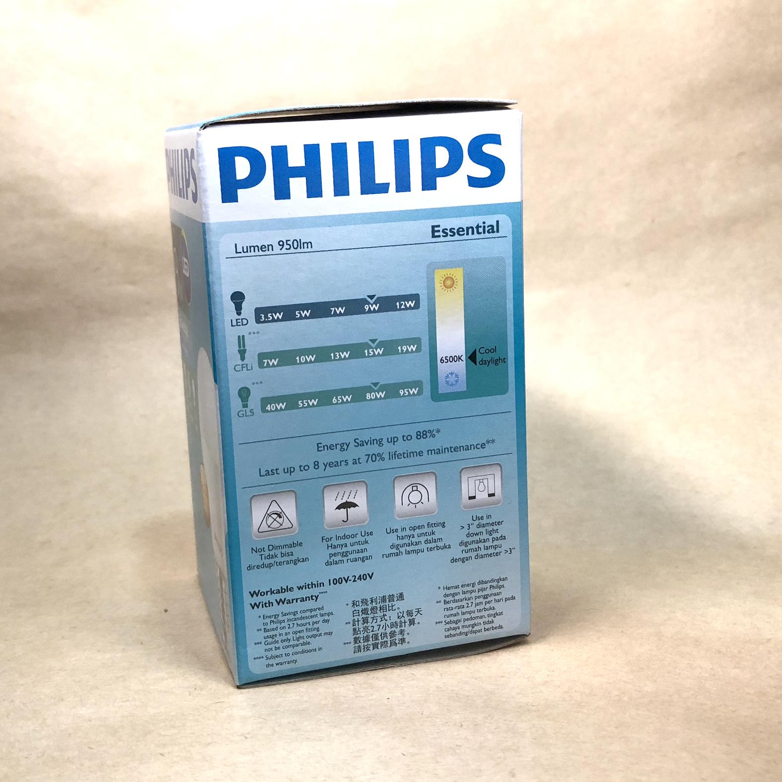 Bóng Philips LED Bulb Essential 9W E27 ( Ánh sáng trắng 6500K)