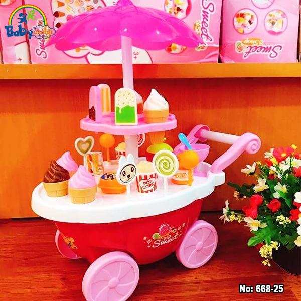 Đồ chơi cho bé Xe Đẩy Bán Kem DIY 784 ( có ĐÈN và PHÁT NHẠC )