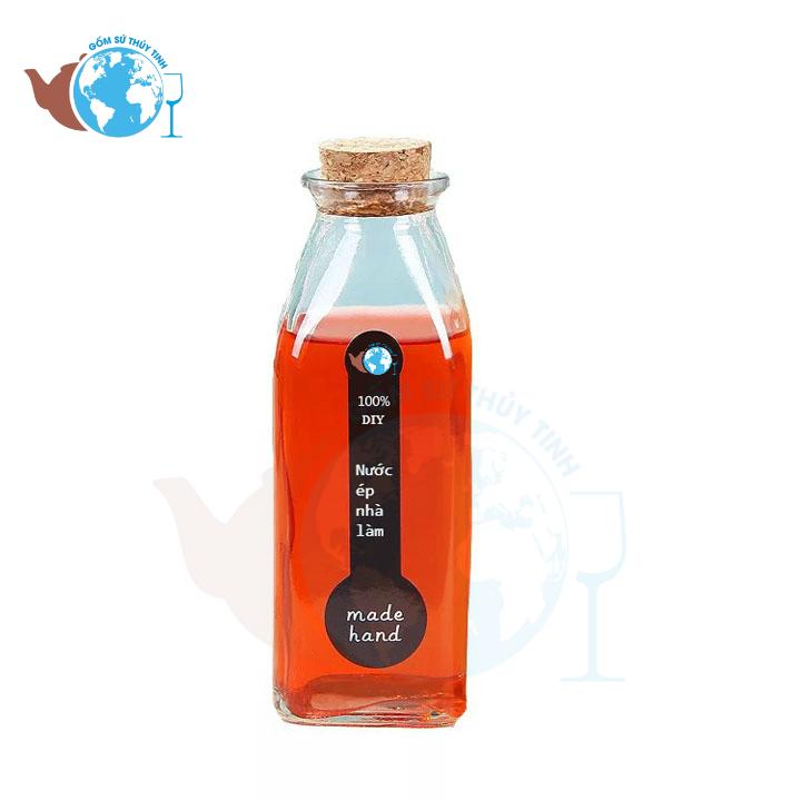 [HCM]Chai thủy tinh vuông 350ml nút bần