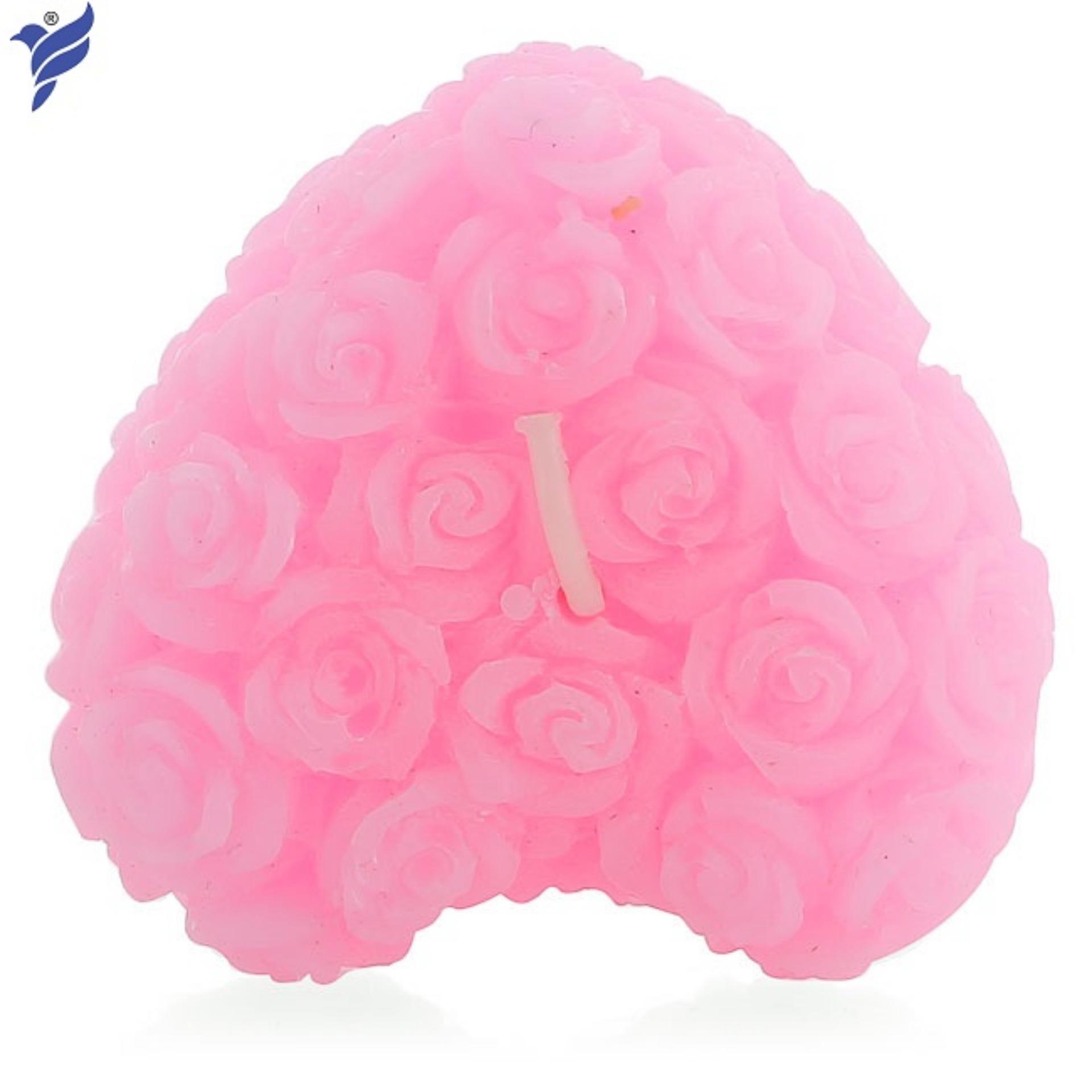 Nến thơm décor hoa hồng hình trái tim (Hồng)