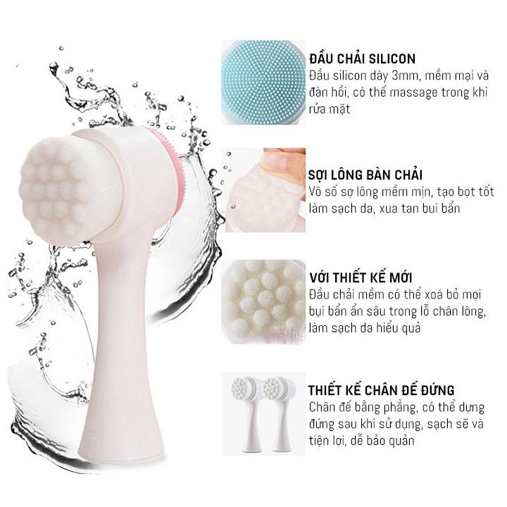 Cọ massage rửa mặt 2 đầu 3D thông minh