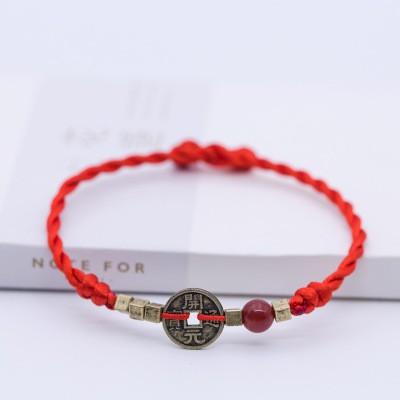 Combo 2 Vòng tay sợi chỉ đỏ đeo tay đồng xu trang sức may mắn tiền tài tinh xảo