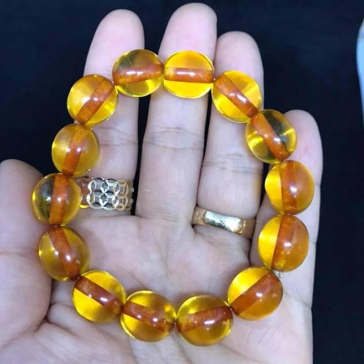 [HCM]VÒNG TAY HỔ PHÁCH VÀNG -HẠT TRÒN.12LY