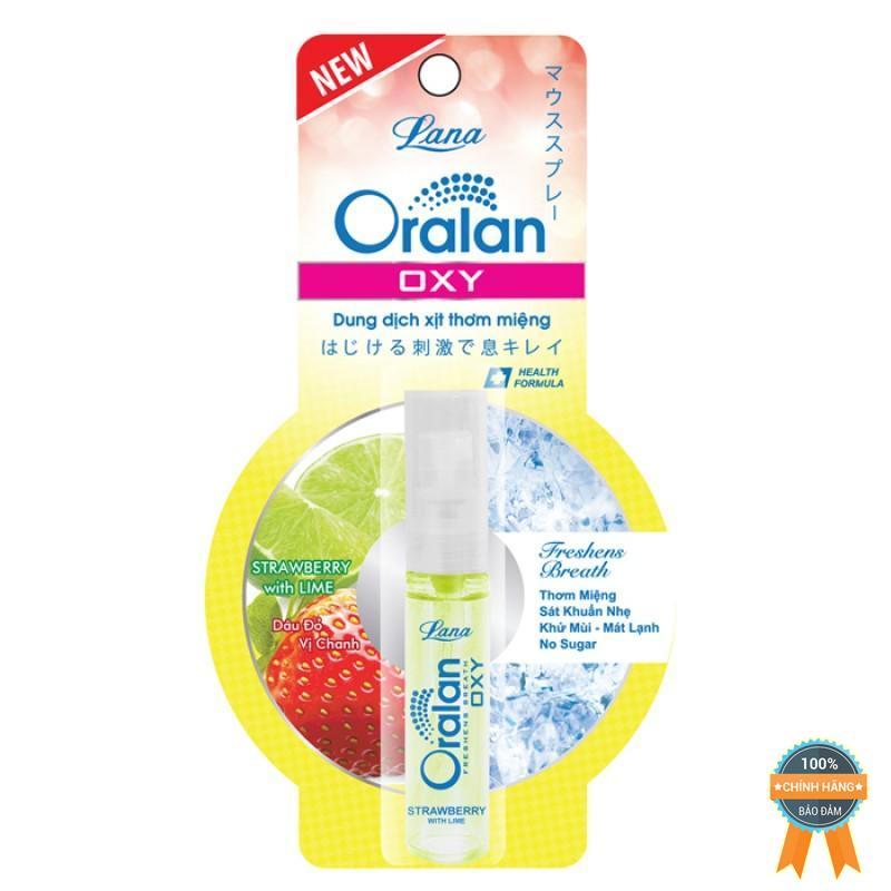 XỊT THƠM MIỆNG ORALAN OXY DÂU ĐỎ VỊ CHANH 8ML