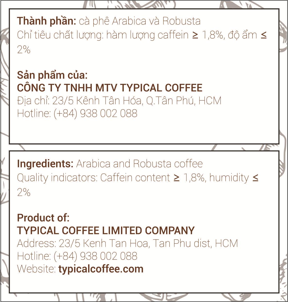 Cà phê phin giấy - Cafe túi lọc giấy cao cấp Typical Coffee vị Đậm Đà 120g