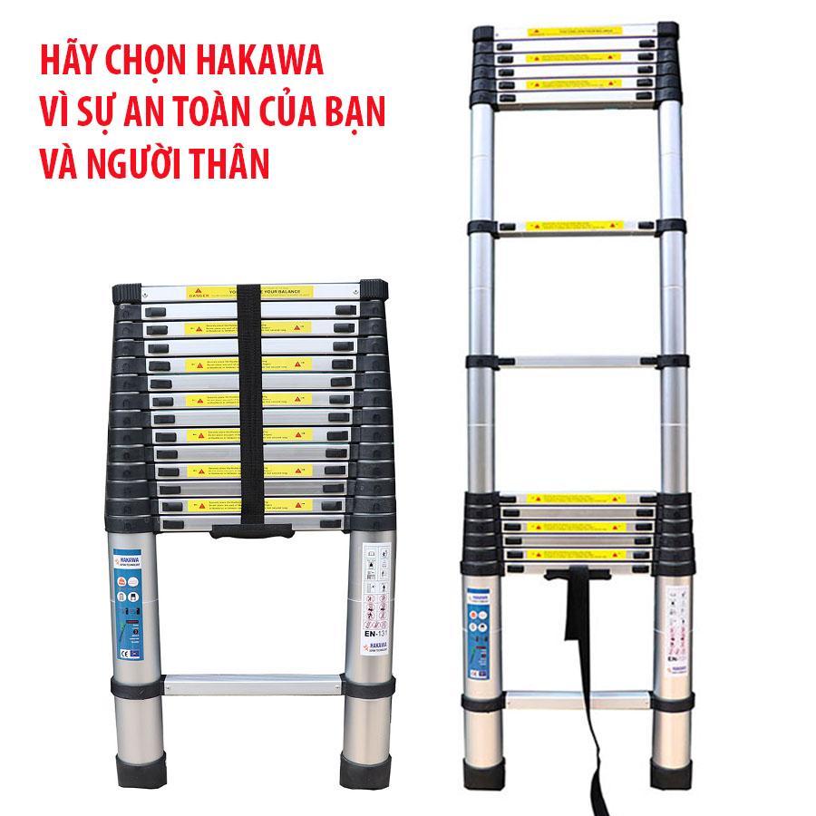 [ HAKAWA ] Thang nhôm rút gọn HAKAWA dành cho chuyên viên công trình - HÀNG NHẬT BẢN 4 mét 4 HU-TP009 (màu Bạc)