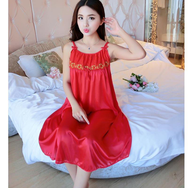 Đầm (Váy) ngủ nữ 2 dây phi lụa mềm mại thoáng mát co giãn STT-SX576