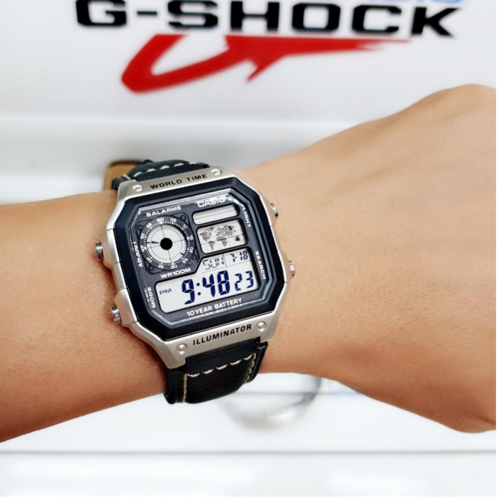 Dây da đồng hồ Casio AE-1200WH các loại ( Màu đen )