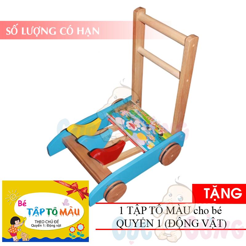 Xe tập đi bằng gỗ 3 con chim Song Son TẶNG 1 quyển tô màu - xe day tap di cho be