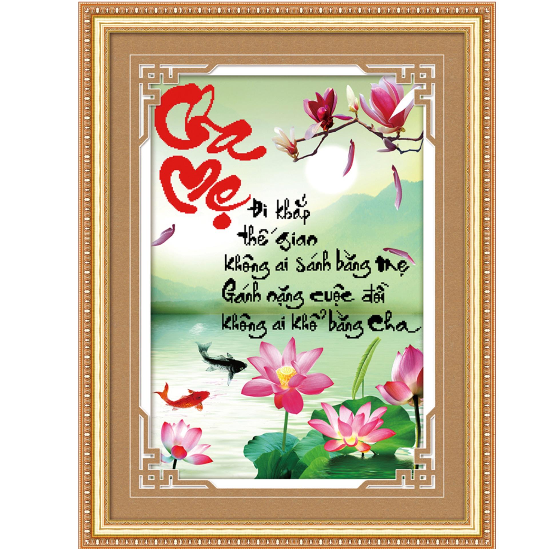 Tranh thêu chữ thập cha mẹ 223003