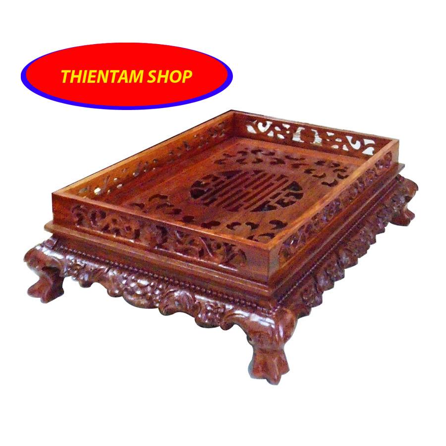 Khay trà rồng chầu gỗ hương ta đỏ cao cấp KTH040