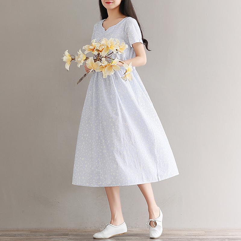 Đầm bầu công sở kẻ sọc dáng dài