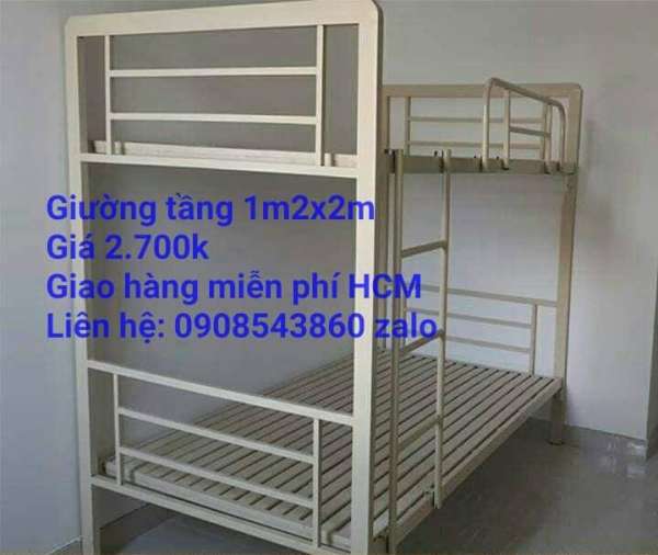 Giường tàng sắt cao cấp 1m2 x2m