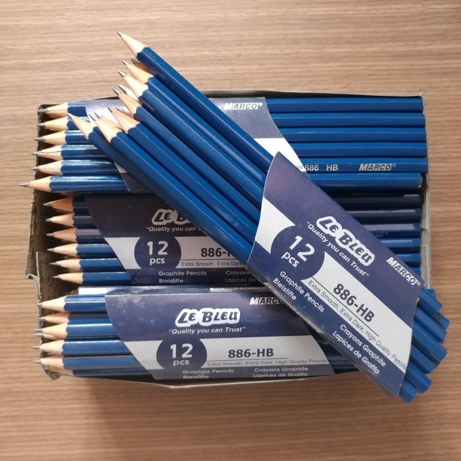 Bộ 12 cây bút chì thân xanh hb marco 886-12cb