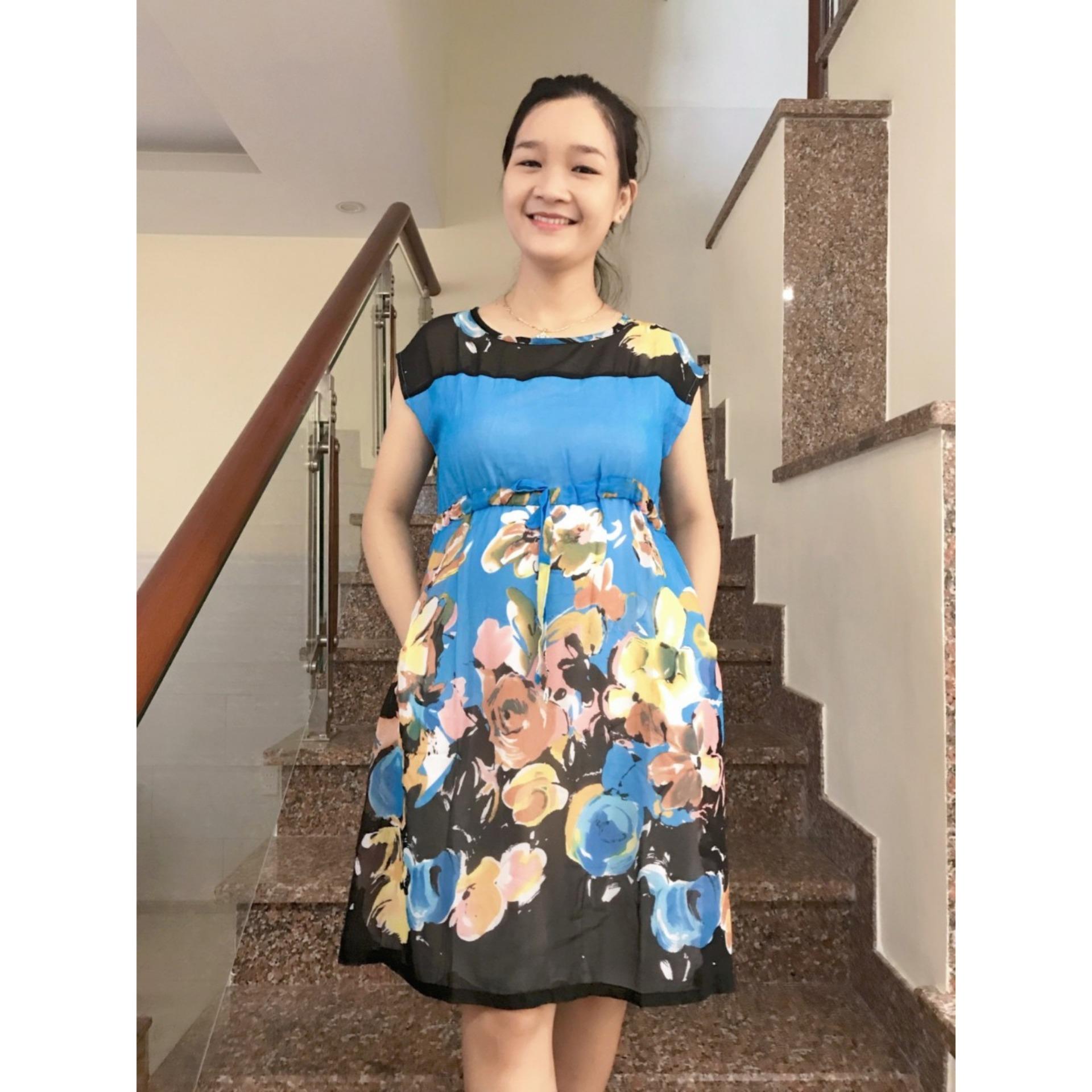 Đầm bầu voan thắt nơ eo (đỏ)