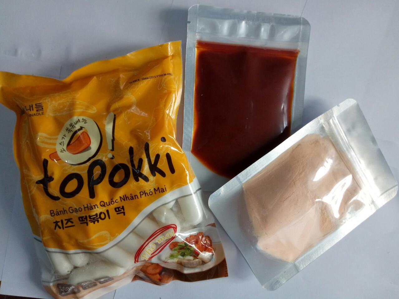 500g bánh gạo nhân phô mai kèm sốt và bột phô mai