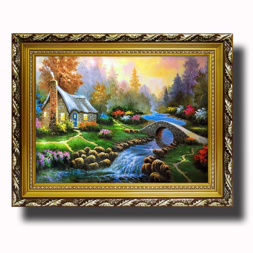 Tranh treo tường - Ngôi Nhà Bên Sông 02 - Tranh Minh Hiền (KHUNG GỖ - 40 x 50cm)