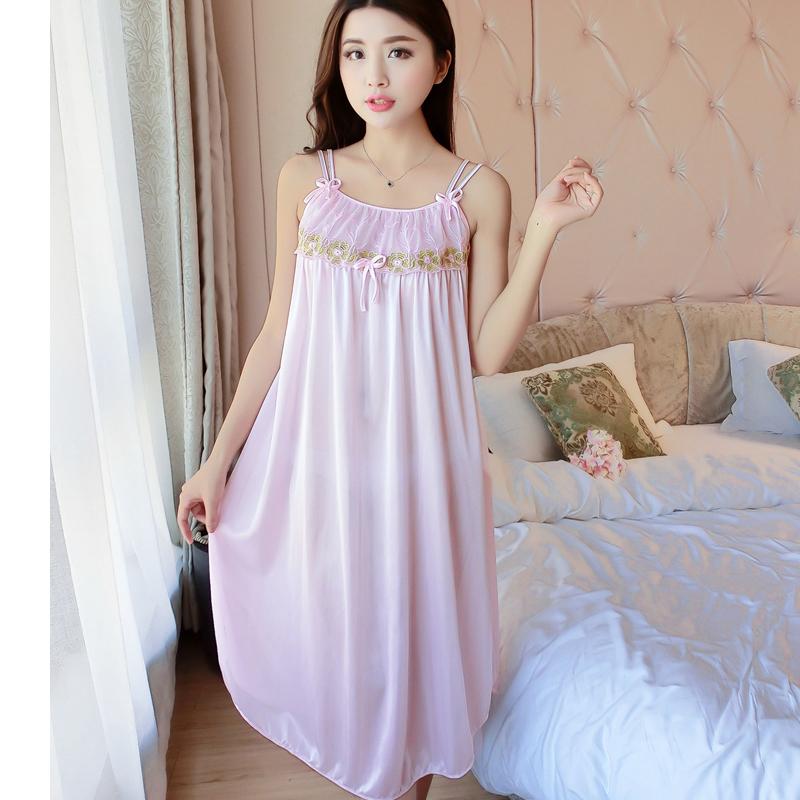 Đầm (Váy) ngủ nữ 2 dây phi lụa mềm mại thoáng mát co giãn STT-SX576